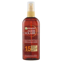 Garnier Ambre Solaire Protezione Solare Olio Protettivo Abbronzatura Dorata Con Burro Di Karite' IP15 150 Ml