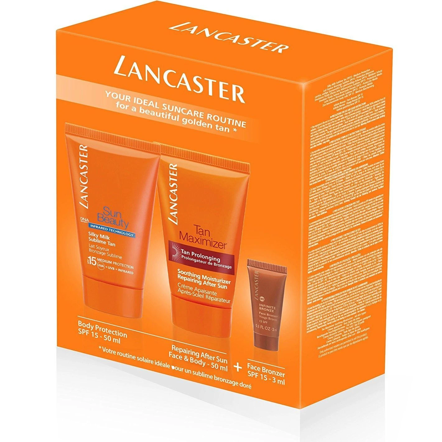 Lancaster Sun Care Set Regalo 50 Ml Lozione Abbronzante SPF15 + 50 Ml Doposole Esalta Abbronzatura + 3 Ml Abbronzante Viso SPF15 3 Lancaster Sun Care Set Regalo 50 Ml Lozione Abbronzante SPF15 + 50 Ml Doposole Esalta Abbronzatura + 3 Ml Abbronzante Viso SPF15